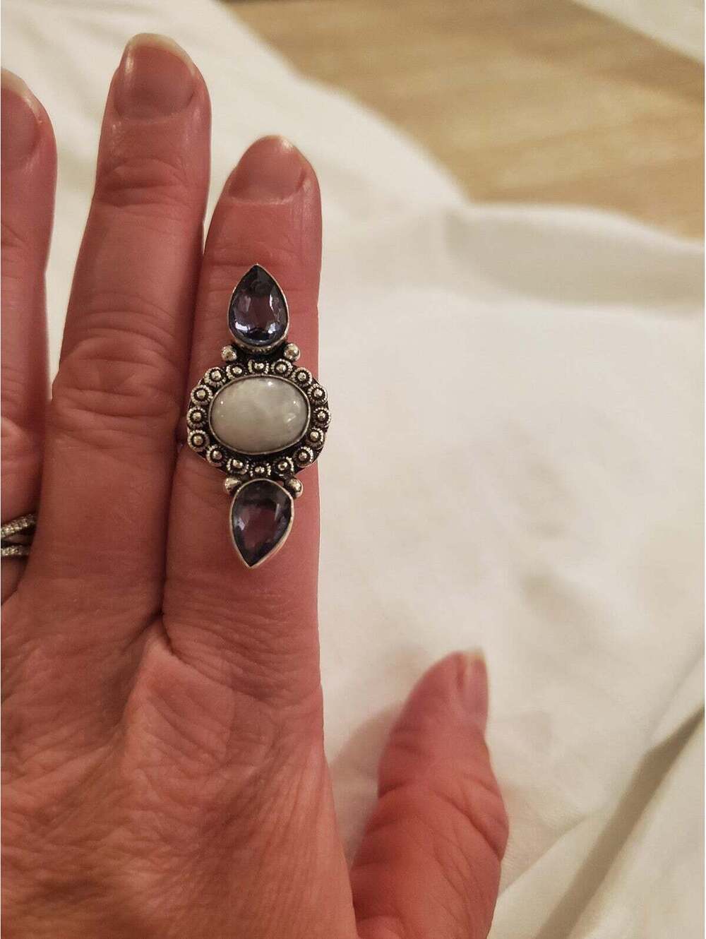 Moonstone tanzanite ring sz 7